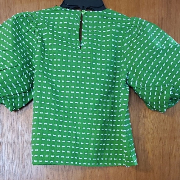 Kate Spade Green Blouse with Playful Puff Sleeves - Picture 9 of 9